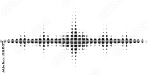 Black Halftone Soundwave Pulse Pattern for Audio Posters, Tech Interfaces, Digital Visualizations, Music Graphics vector illustration