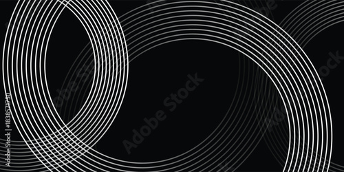 Abstract Spiral Lines on Black Background, Vector illustration.