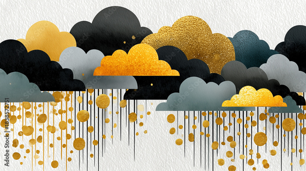 Fototapeta premium Dividendes qui tombent du ciel – illustration financière simple et ludique