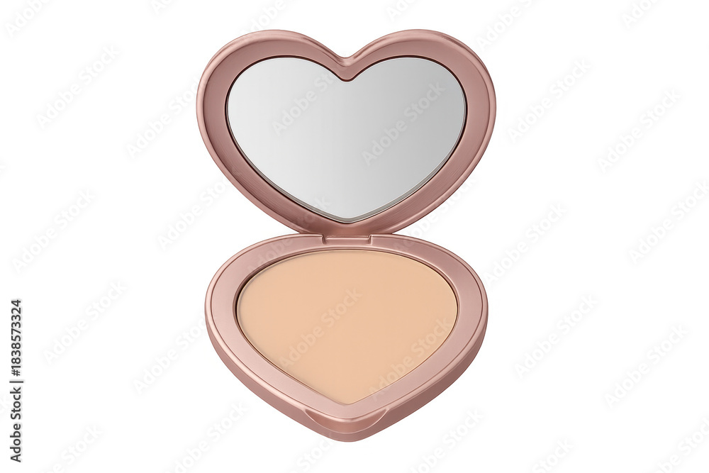 Fototapeta premium Heart shaped compact powder with mirror open
