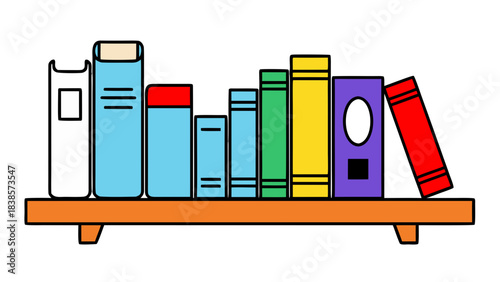 A Colorful Collection Of Assorted Books Arranged Neatly On An Orange Wooden Bookshelf With A Simple Modern Design Against A Solid Black Background Perfect For Educational Or Decorative Purposes