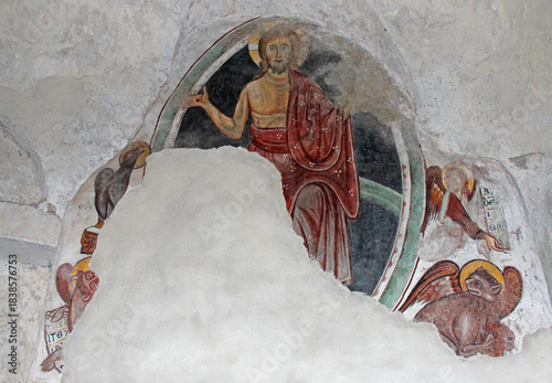 Canvas-taulu Cristo in gloria circondato dai simboli dei quattro evangelisti; affresco nel de