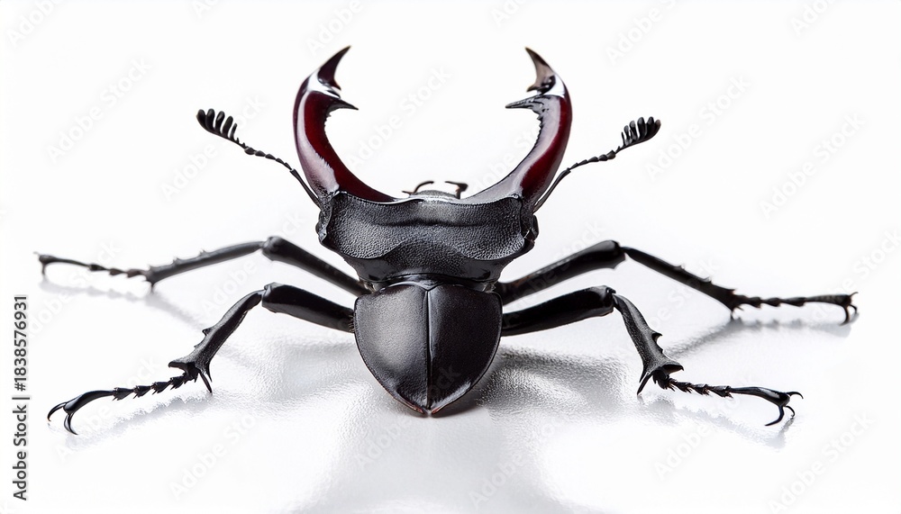 Fototapeta premium black stag beetle hexarthrius isolated on white background