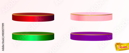 Colorful Round Podium Set Vector