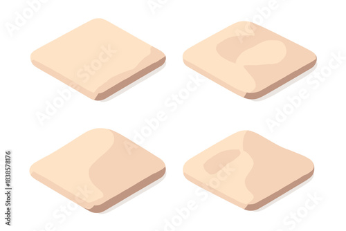 Minimal Dune Impressions. Isometric vector illustration set Minimal dune impressions: fine sand surface, soft indentation outlines