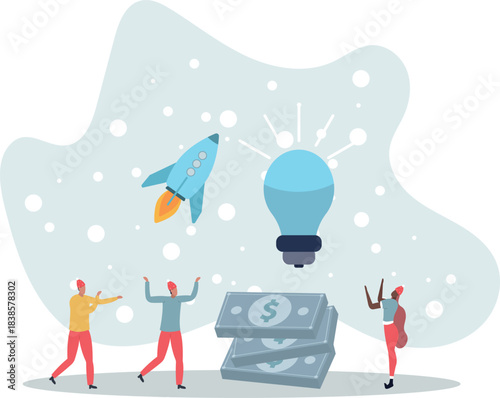 Venture capital as private equity and investors finances.Start up company capital growth from crowdfunding money raising.life and employment of people.