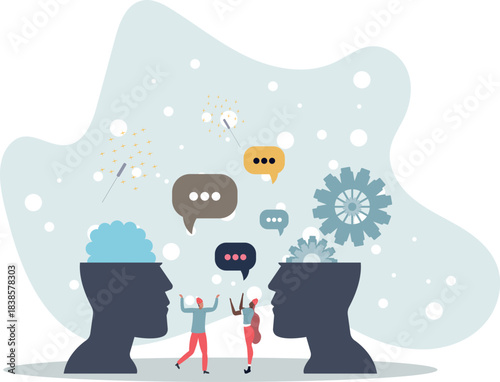 Natural language processing or NLP as AI development.learning and interaction.flat vector illustration.life and employment of people.