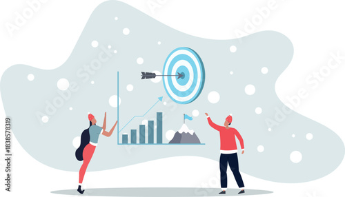 Goal setting for measurable business target achievement .flat vector illustration.life and employment of people.