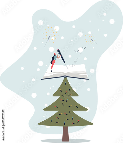 artist writing with author inspirational and motivational text for publication.flat vector illustration.life and employment of people.