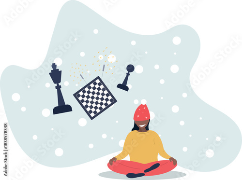 young character with a hobby. interesting lifestyle concept.ancient and popular board game.life and employment of people.