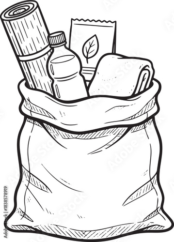 Essential Supplies Bag: Hand-Drawn Kit for Travel or Emergency