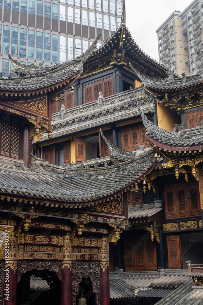 Fototapeta premium Chongqing’s Louhan Temple which features remarkably architectural design, in China
