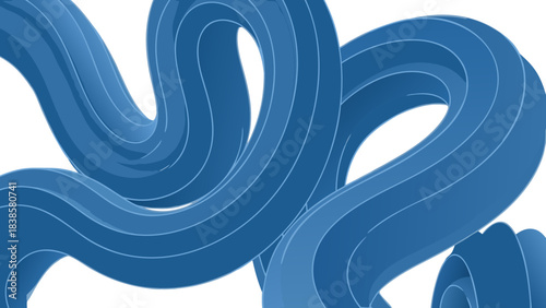 Abstract Blue Waves Flowing Smoothly With White Stripes Against A Black Background