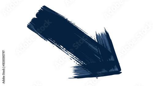 Abstract Dark Blue Arrow Shape Graphic Design With White Highlights Pointing Down and To The Right