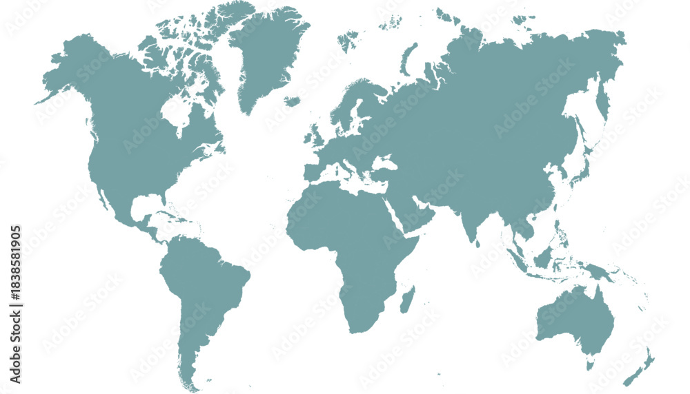 Naklejka premium World map. Grey modern vector map. Silhouette map.