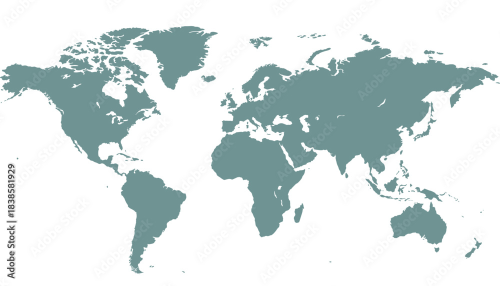 Fototapeta premium World map. Grey modern vector map. Silhouette map.