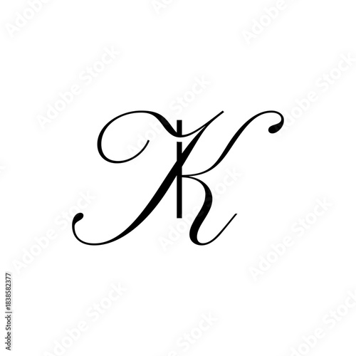 initial letter i with k script logo