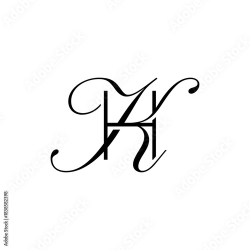 initial letter h with k script logo