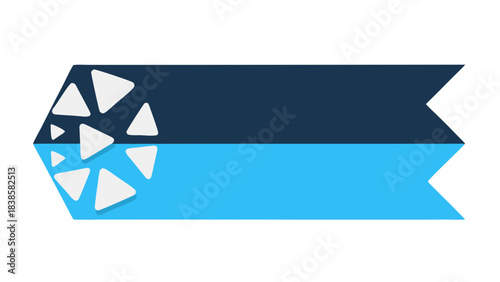 Abstract Geometric Design Dark Blue and Cyan Banner with Shattered Triangle Effect and Reflection