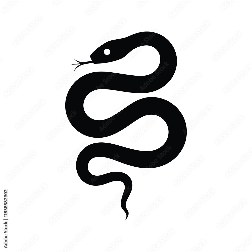 Fototapeta premium Snake Icon – Wavy Silhouette Serpent Vector Illustration 