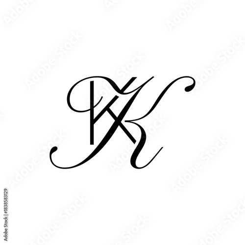 initial letter k with k script logo