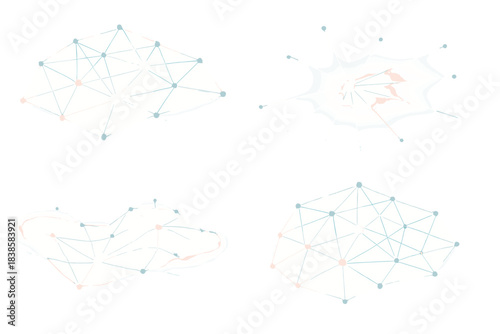 Elegant Digital Constellation. Isometric vector illustration set Digital constellation: rounded dots forming dynamic link web,