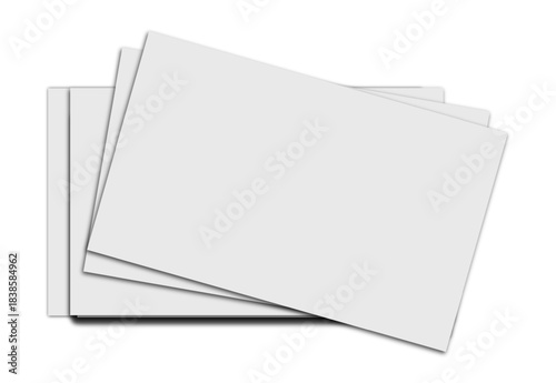 Stack of blank white square cards or paper sheets