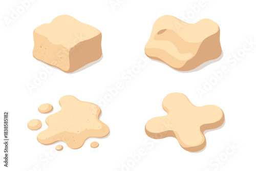 Wind-Shaped Icon Set. Isometric vector illustration set Wind-shaped icons: eroded edges, smooth indentations, scattered sand
