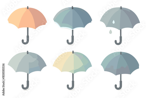 Atmospheric Color Umbrella. Isometric vector illustration set Atmospheric color umbrella: umbrella transforming shades from