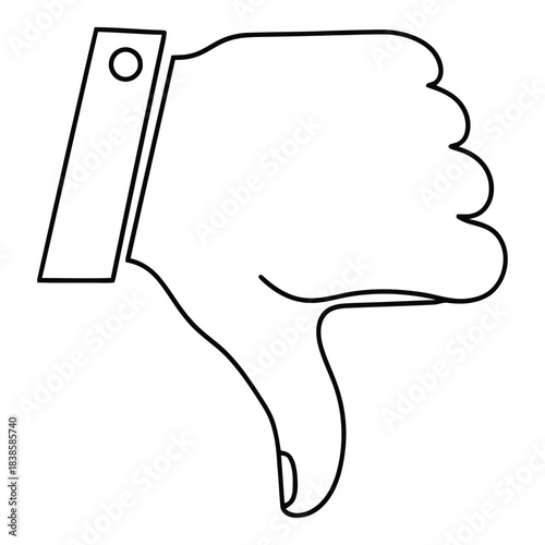 Hand gesture of disapproval thumbs down line art illustration vector