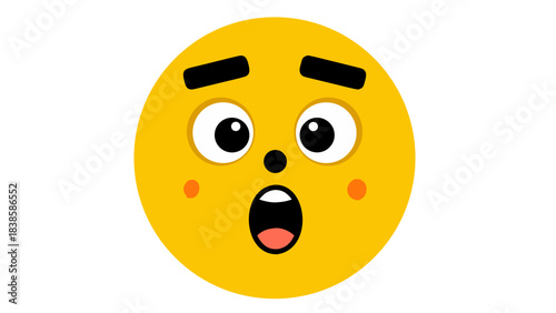 Astonished Yellow Circle Character With Wide Eyes Open Mouth And Surprised Expression Isolated On Black Background Vector Art