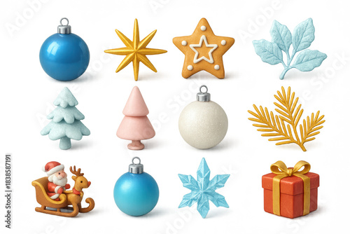 Festive Christmas ornaments and decorations on a black background