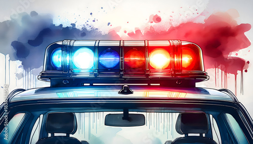 Police Car Light Bar Flashing Emergency