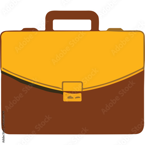 Classic brown and gold briefcase with sturdy handle and buckle closure on a dark background representing business and travel documents