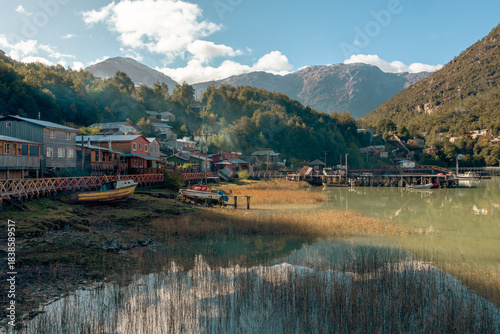 mountain landscape with lake caleta tortel