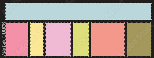 Wavy frame borders. Scallop shape line picture frames. Zig zag square shape collection.