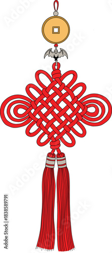 Traditional Chinese Knot with Hanging Tassels