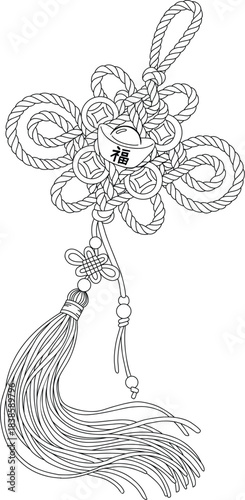 Chinese Knot with Coins and Tassels