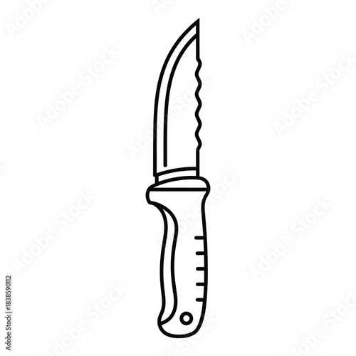 Outlined utility knife illustration for camping and outdoor survival needs