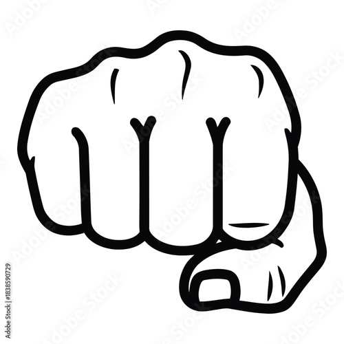 Pointing finger fist hand illustration bold line graphic vector design