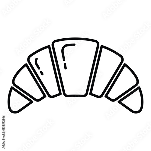 Simple black and white croissant outline drawing for food concept