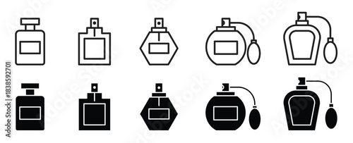 Perfume bottle icon set
