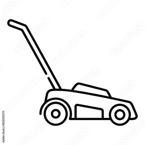 Simple Line Art Lawn Mower Icon Minimalist Gardening Tool Symbol