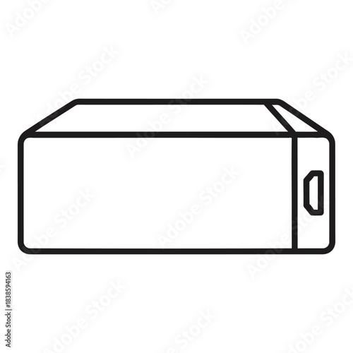 Simple rectangular box outline illustration in minimalist style with handle