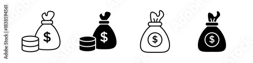 money bag icon set
