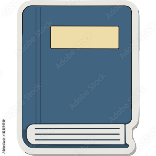 Closed Blue Hardcover Book With Tan Label on Cover and Visible Pages Indicating a Textbook or Journal Ready for Reading or Writing on a White Background