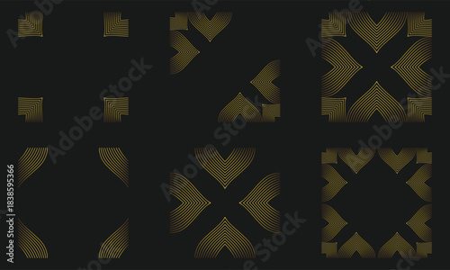 Golden Abstract Geometric Line Frame Collection