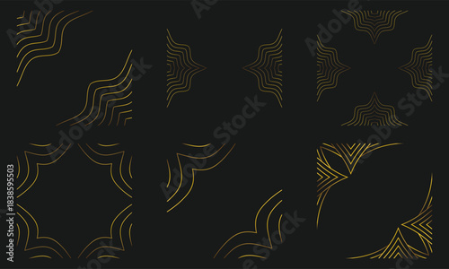 Golden Abstract Geometric Line Frame Collection