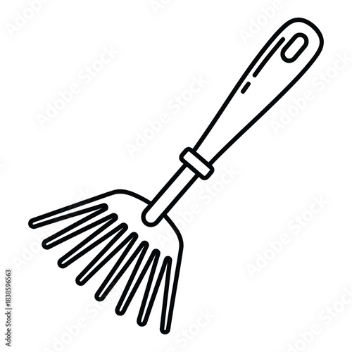 Vintage salad serving fork in black and white illustration style