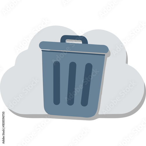 Cloud Storage Delete Icon Vector Graphic Represents Cloud Computing Data Deletion Or Removal Of Files With Trash Can Symbol On Light Blue Cloud Shape